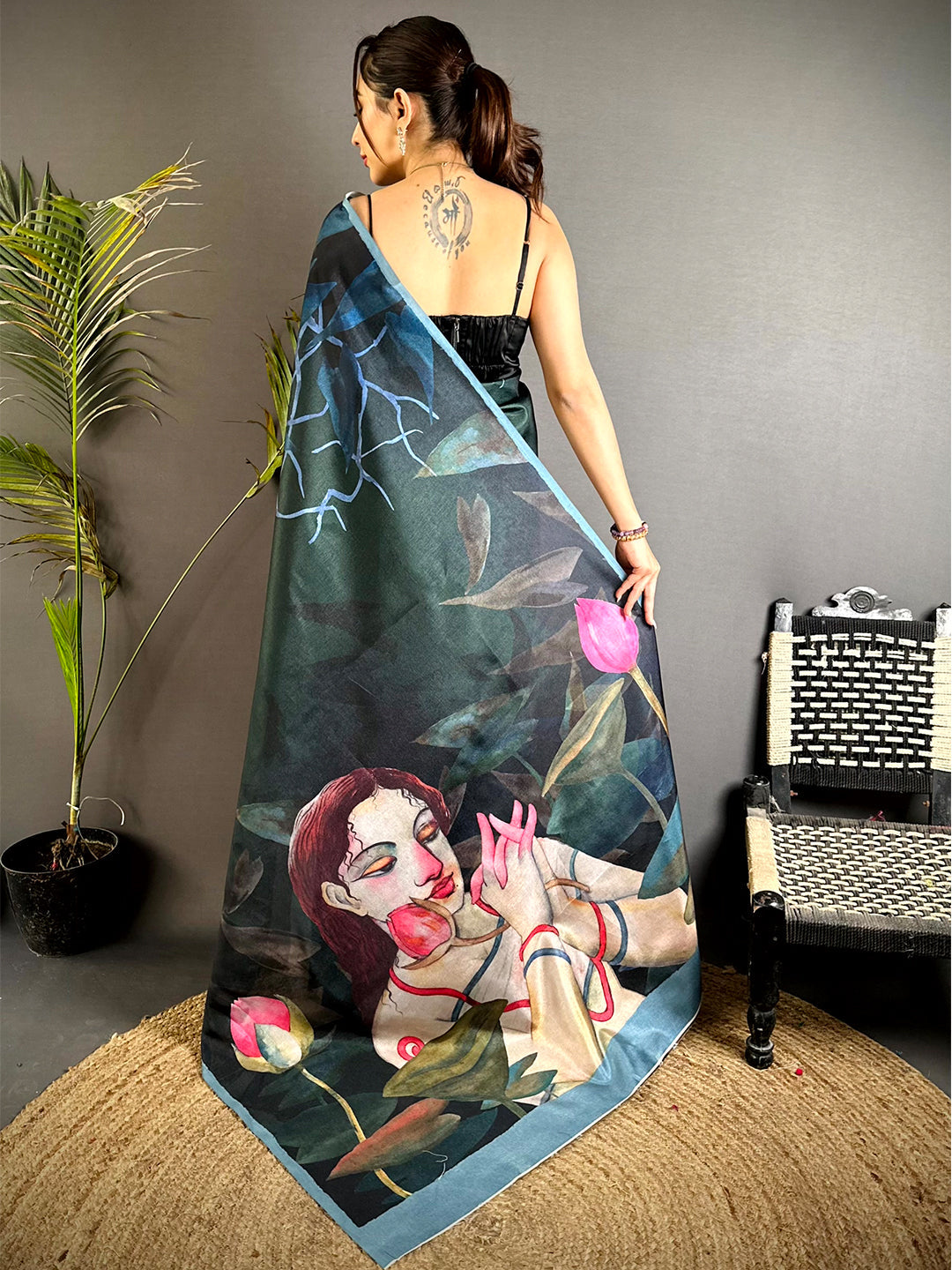 Radiant Poster Art Abstract Tussar Saree