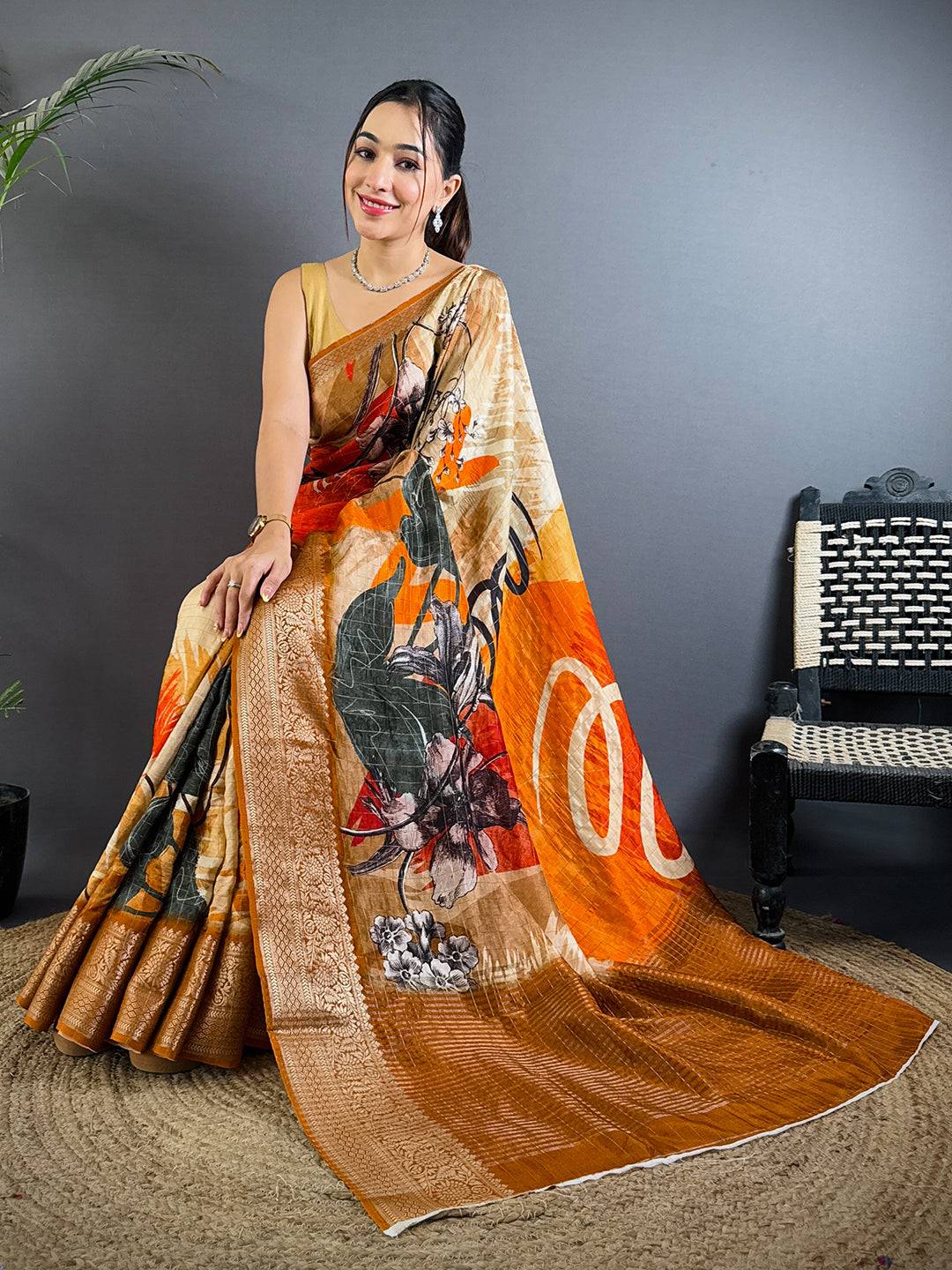 Vibrant Abstract Pure Viscose Saree