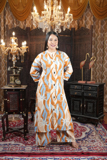Abstract Printed Bombay Rayon Kurta Co-ord set