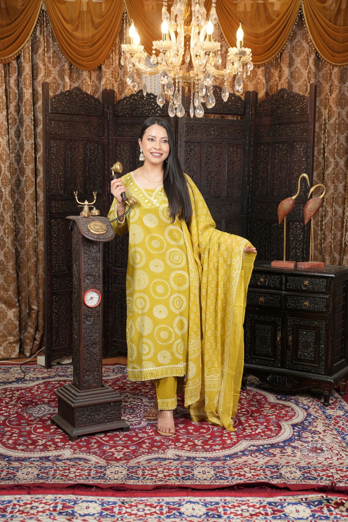 Pista Glow Printed Kurta Set with Dupatta
