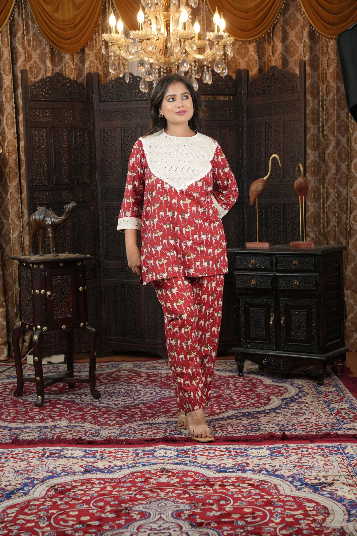 Masaba Inspired camel print cord set
