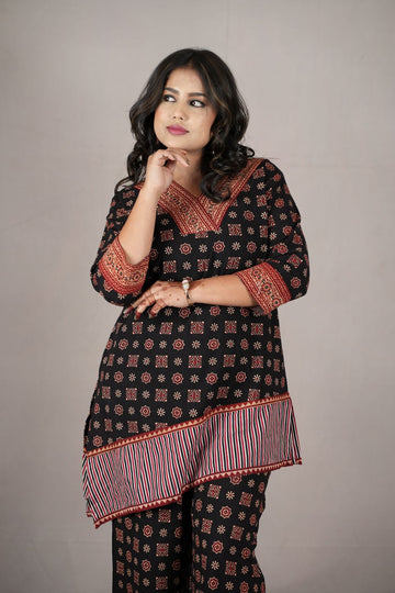 Midnight Ajrak Co-ord kurti set