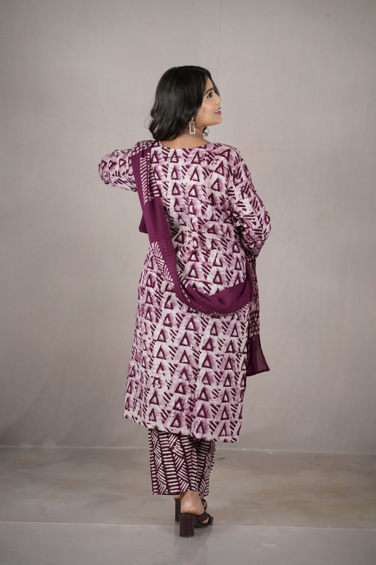Aabha Handcrafted Batik Cotton Kurta Set with Dupatta