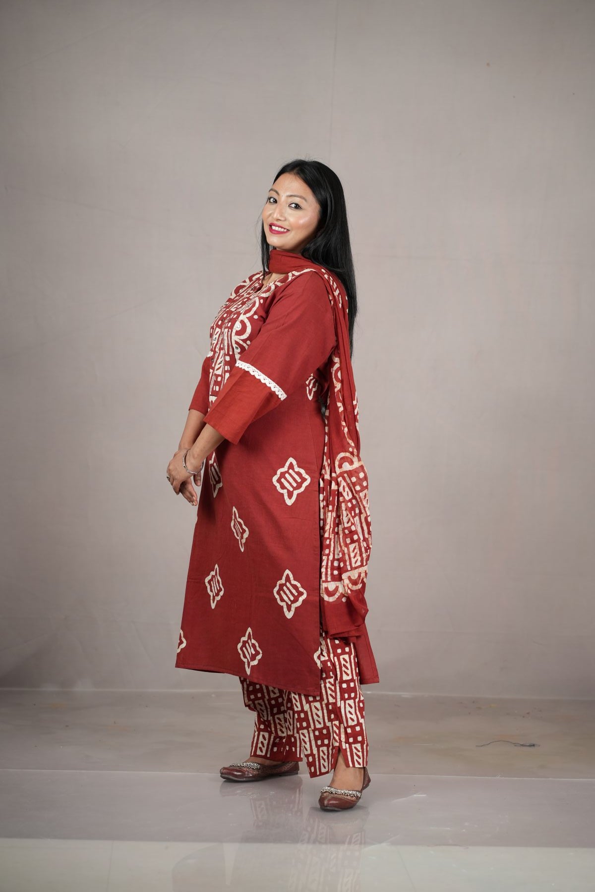 Ruhani Handcrafted Batik Cotton Kurta Set with Dupatta