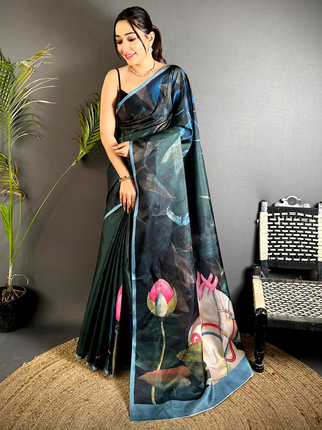 Radiant Poster Art Abstract Tussar Saree