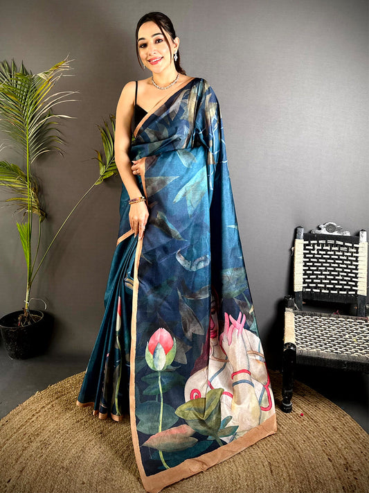 Artistic Poster Art Abstract Tussar Saree