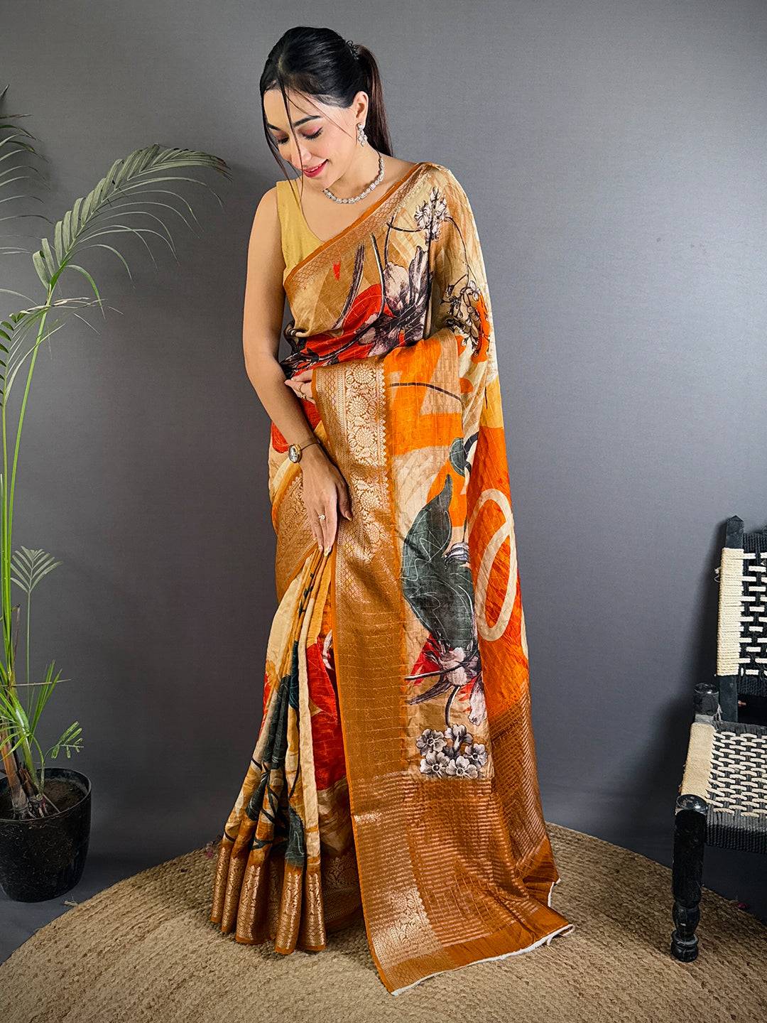 Vibrant Abstract Pure Viscose Saree