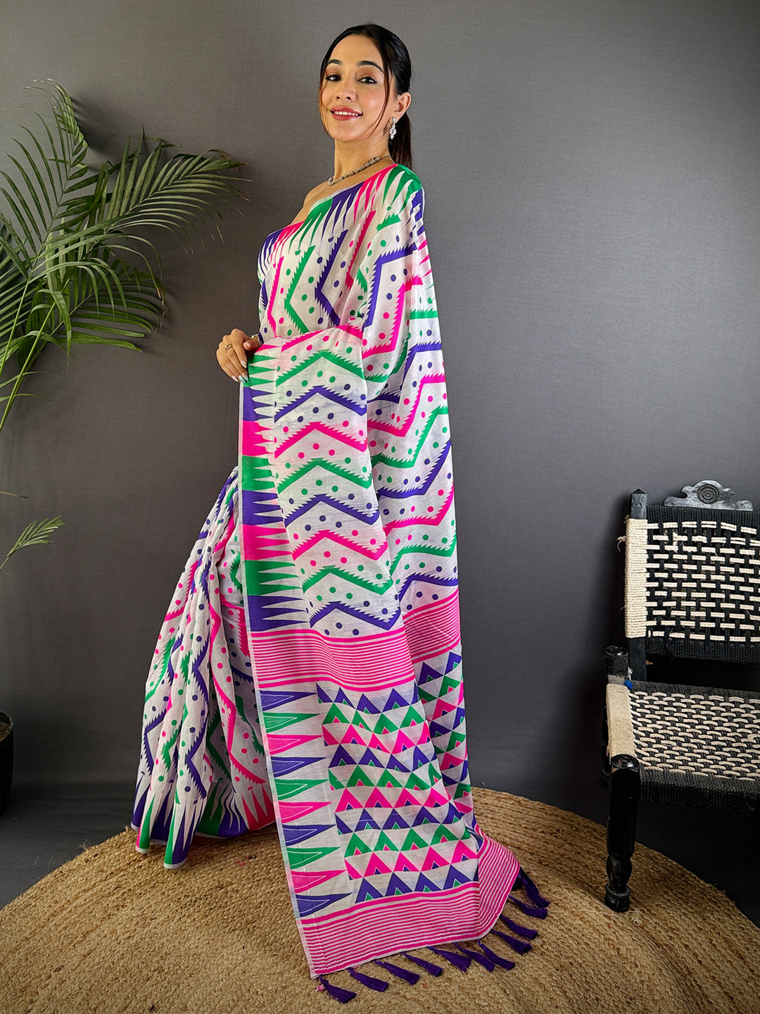 Elegance Dhakai Jamdani Cotton Silk Saree