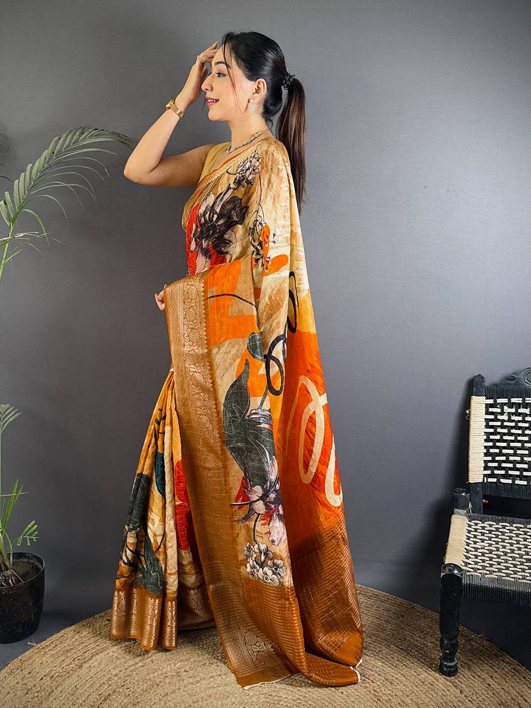 Vibrant Abstract Pure Viscose Saree