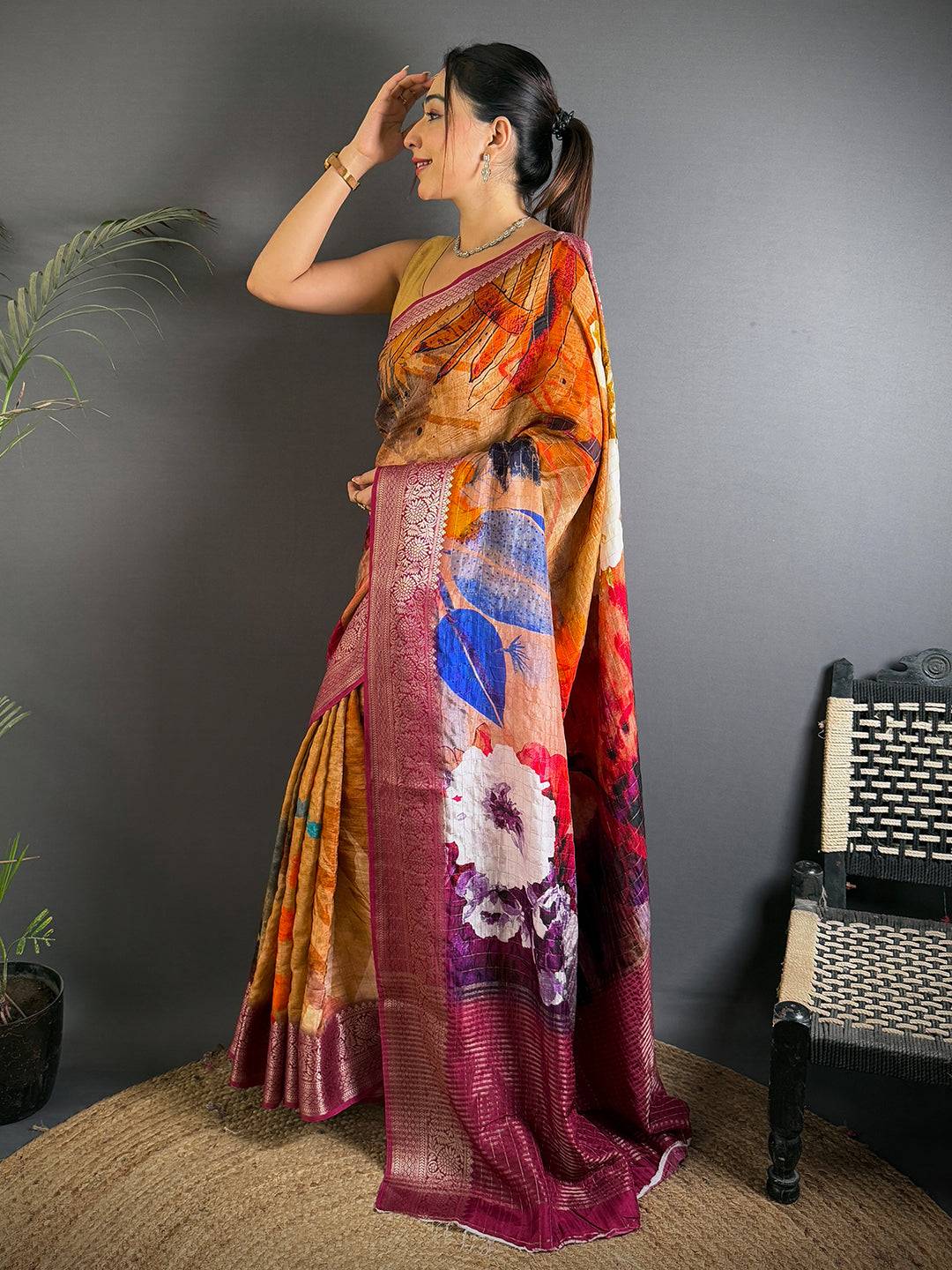 Radiant Blossom Pure Viscose Saree