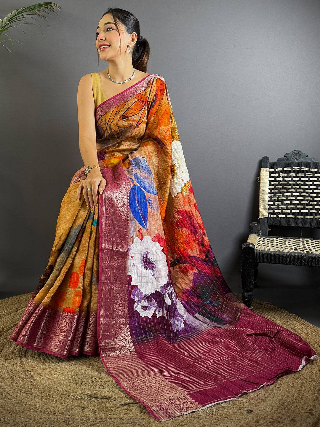 Radiant Blossom Pure Viscose Saree