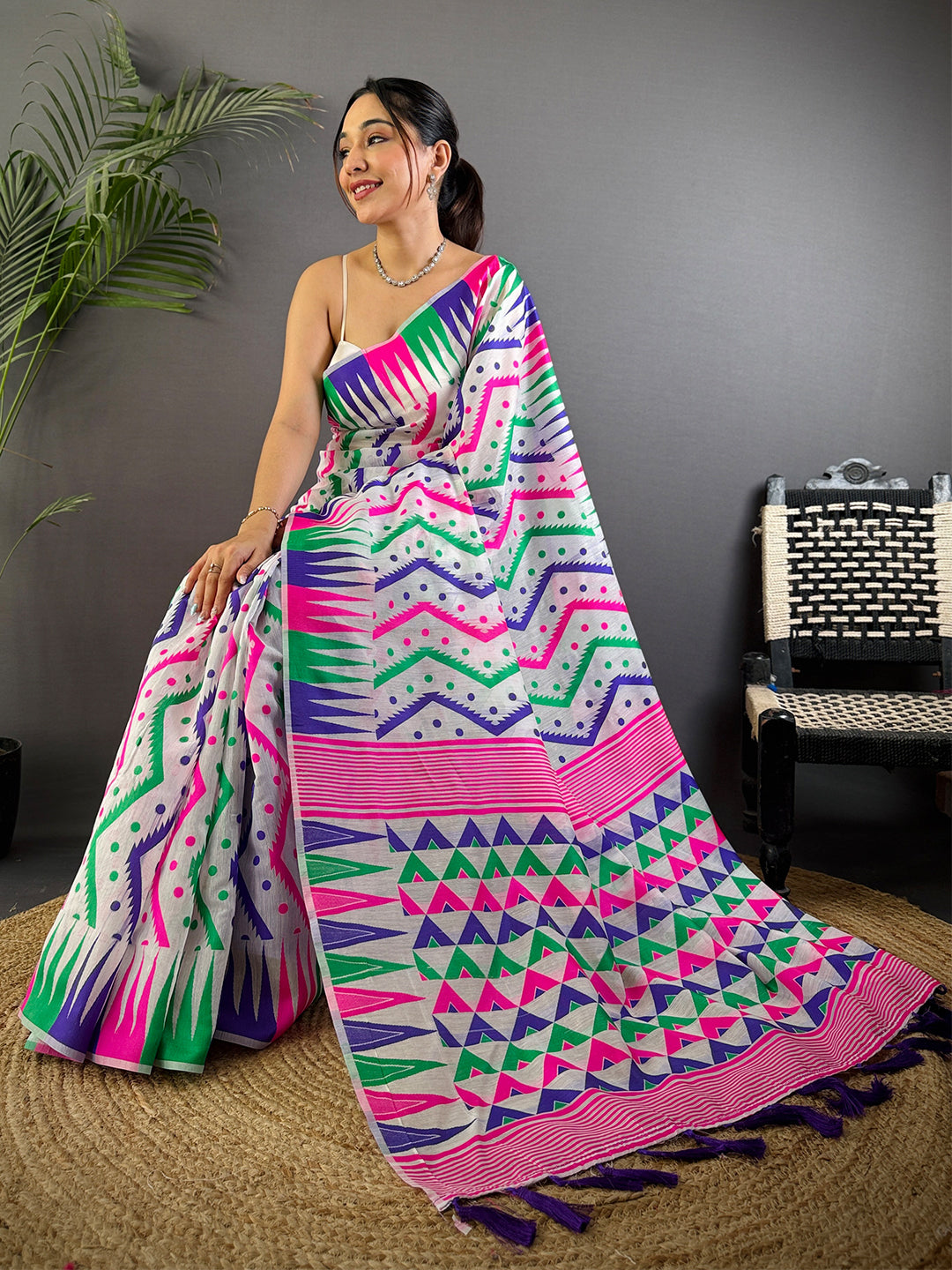 Elegance Dhakai Jamdani Cotton Silk Saree