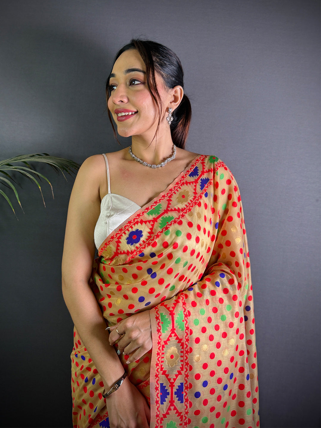 Light Orange Dhakai Jamdani Saree