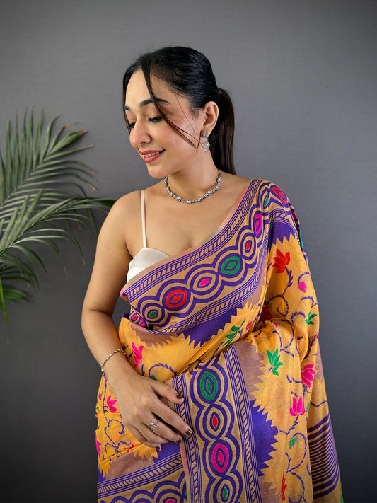 Artistry Dhakai Jamdani Cotton Silk Saree