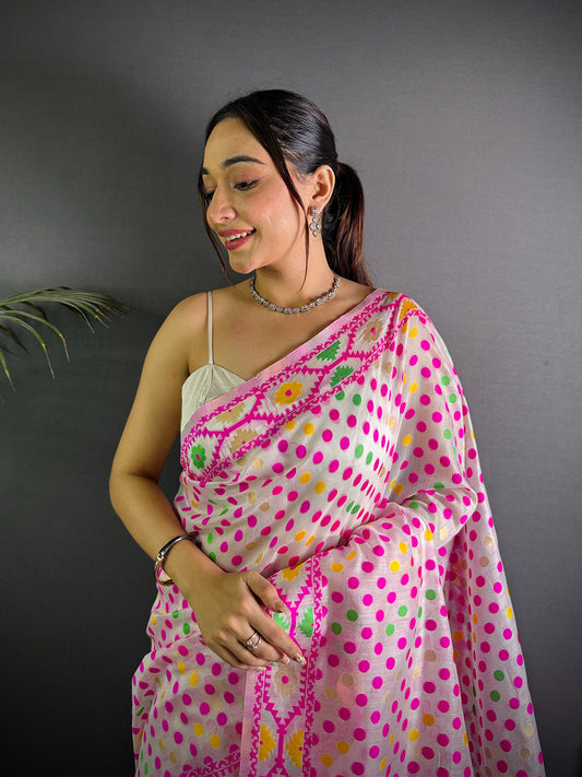 Light Pink Dhakai Jamdani Saree