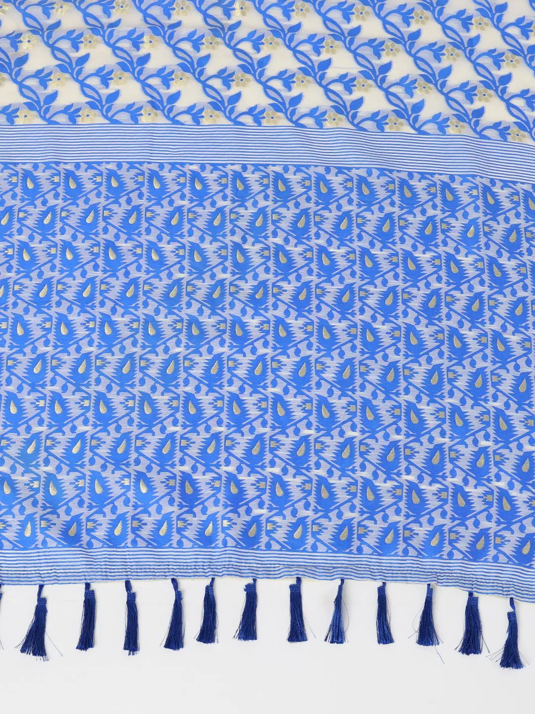 Royal Blue Soft Dhakai Jamdani Silk Saree