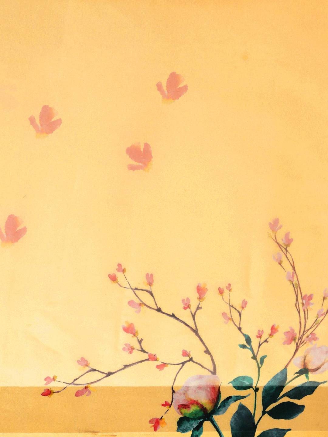 Orange Soft Organza Saree with Satin Border and Flower Digital Print