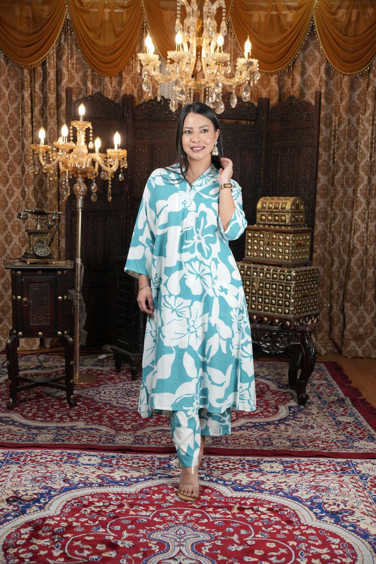 Oceanic Floral Fusion co-ord set