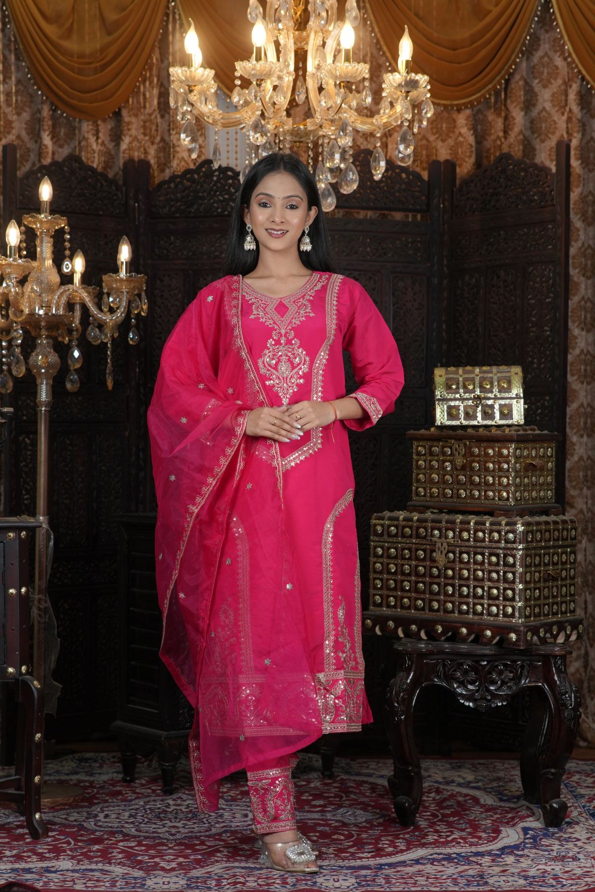 Rani Pink Royal Embroided Suit Set
