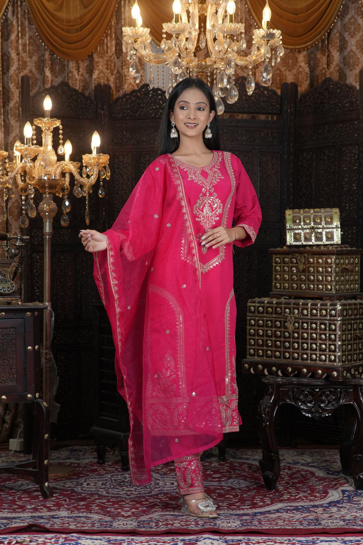Rani Pink Royal Embroided Suit Set