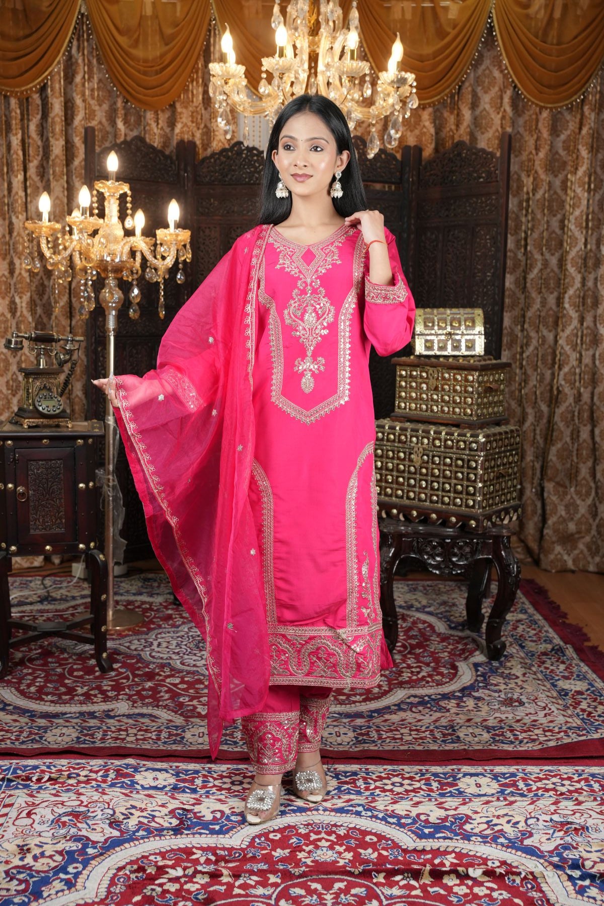 Rani Pink Royal Embroided Suit Set