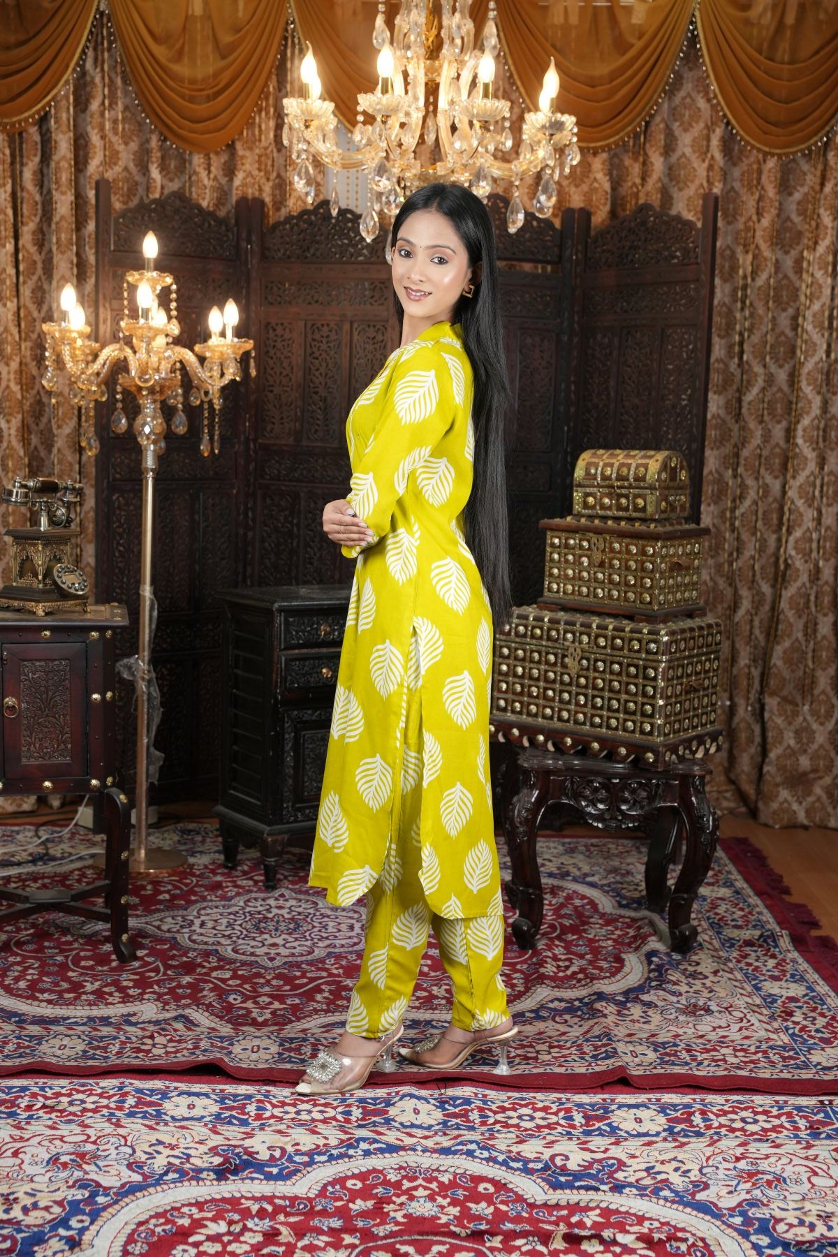 Lime Yellow Cotton Co-Ord Kurta Set