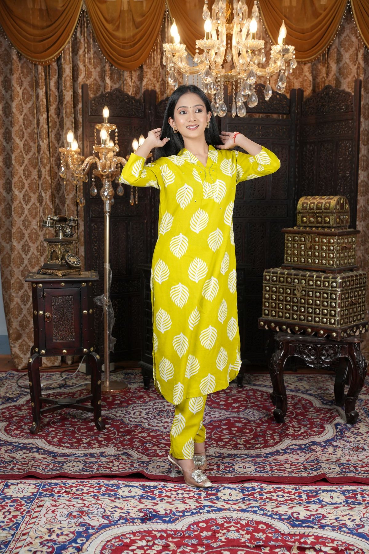 Lime Yellow Cotton Co-Ord Kurta Set