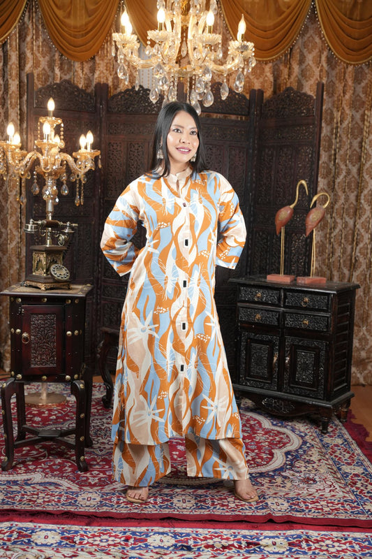Abstract Printed Bombay Rayon Kurta Co-ord set