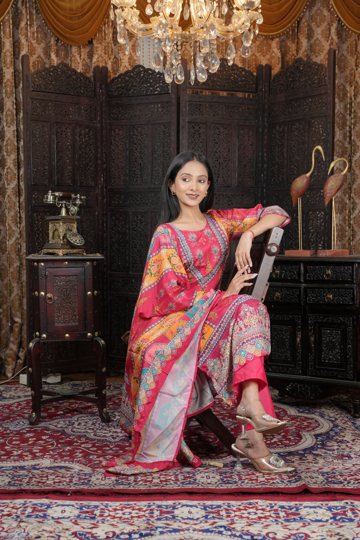 Pure Chinon Handwork Kurta set with Dupatta