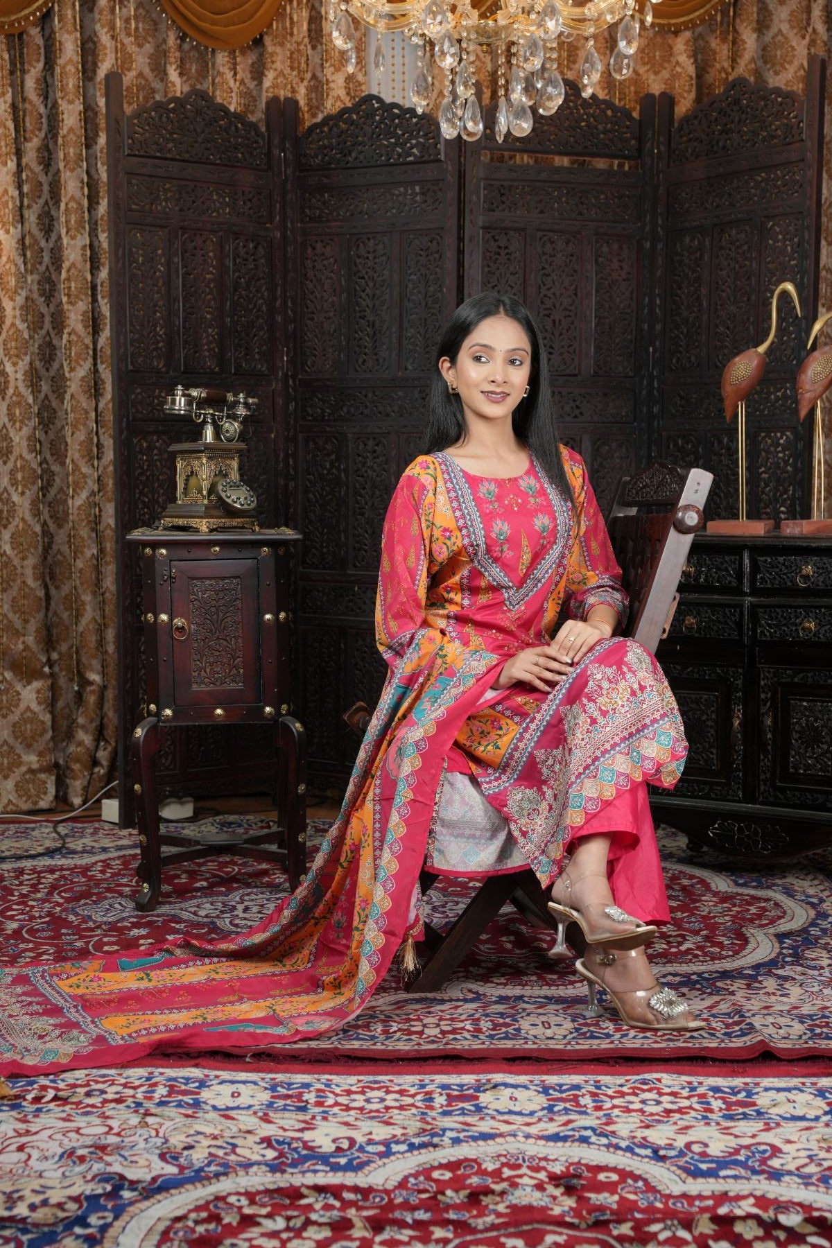 Pure Chinon Handwork Kurta set with Dupatta
