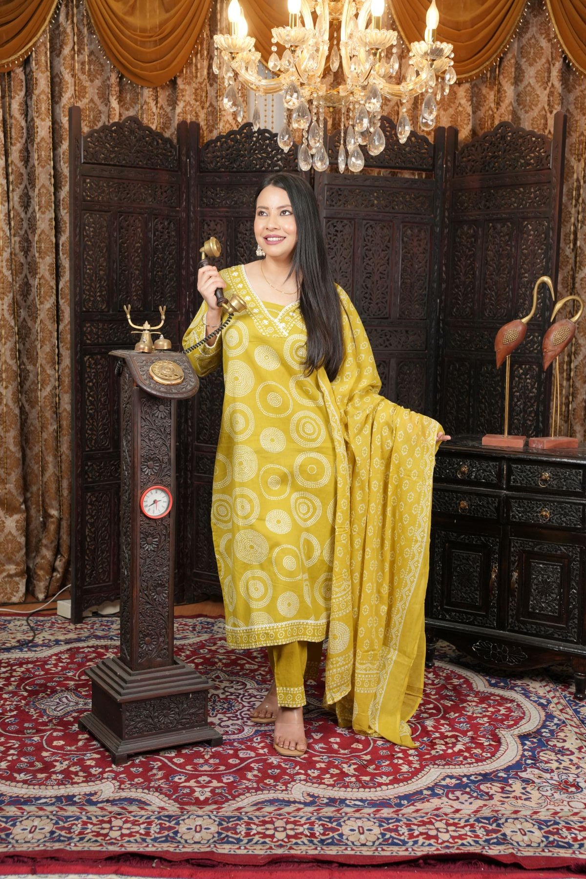 Pista Glow Printed Kurta Set with Dupatta