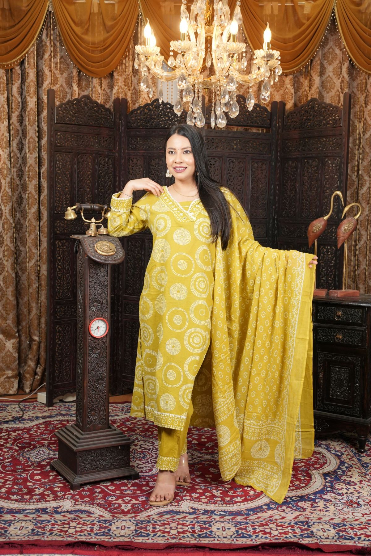 Pista Glow Printed Kurta Set with Dupatta