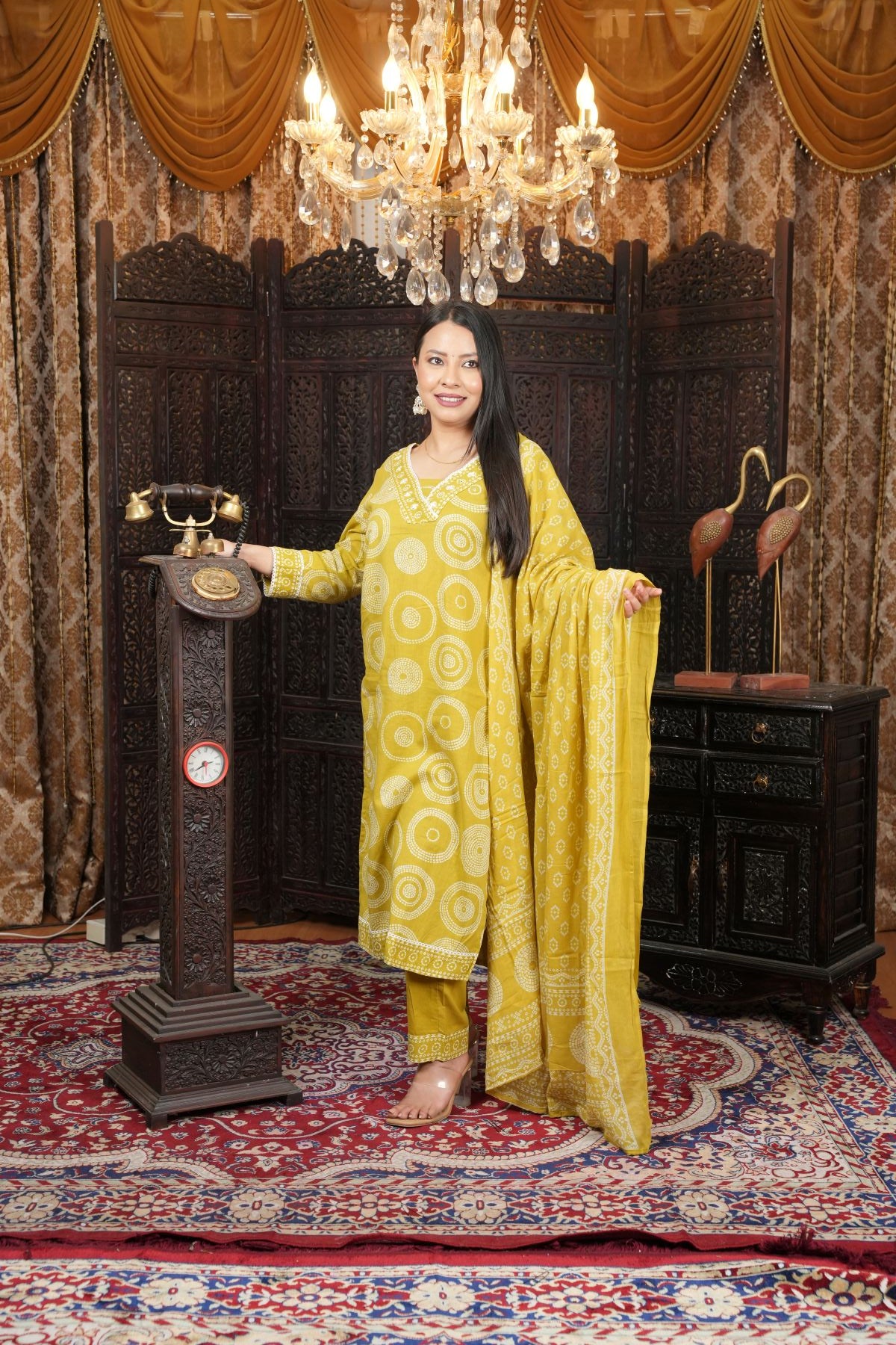 Pista Glow Printed Kurta Set with Dupatta