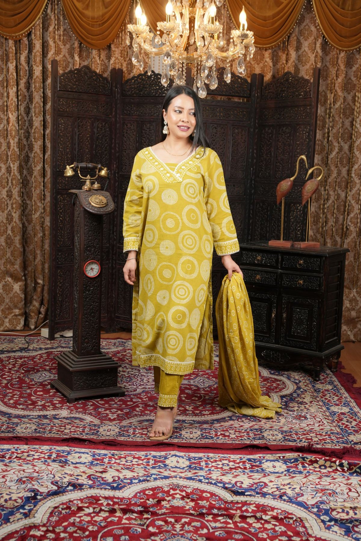 Pista Glow Printed Kurta Set with Dupatta
