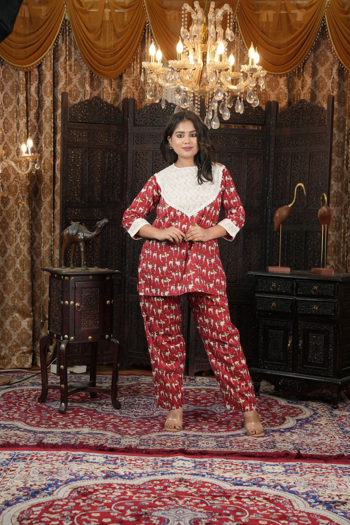 Masaba Inspired camel print cord set