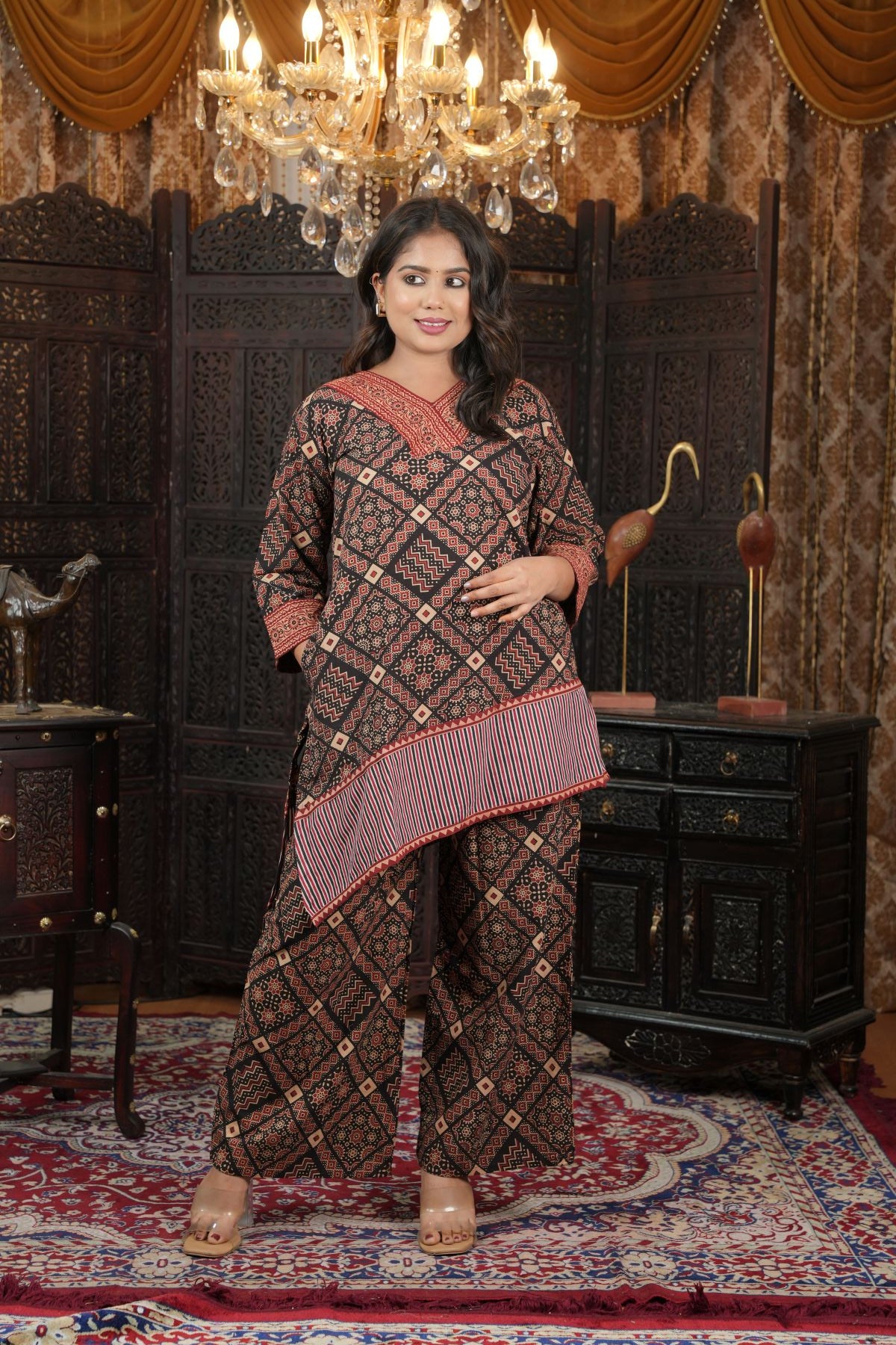 Ajrak Heritage Handblock Kurti & Pant Set