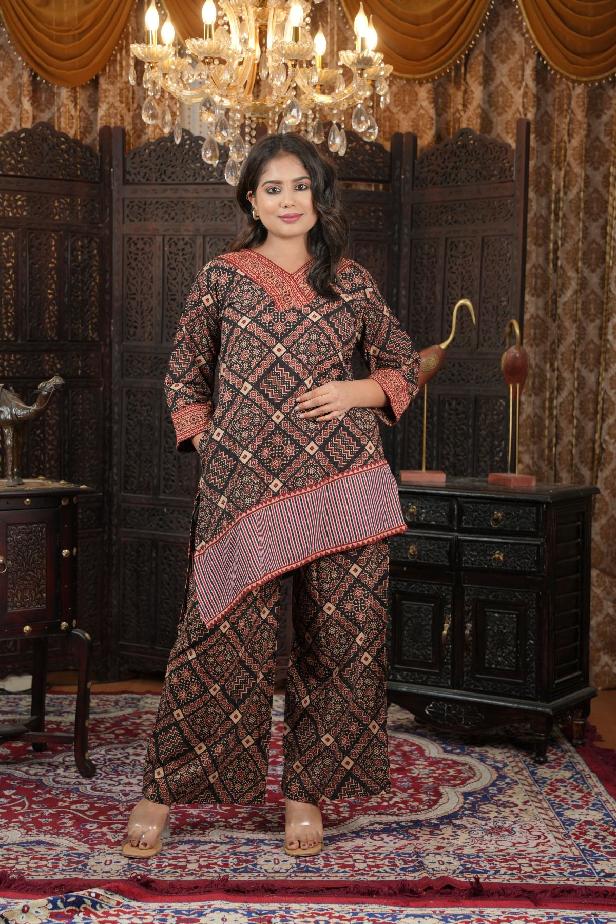 Ajrak Heritage Handblock Kurti & Pant Set