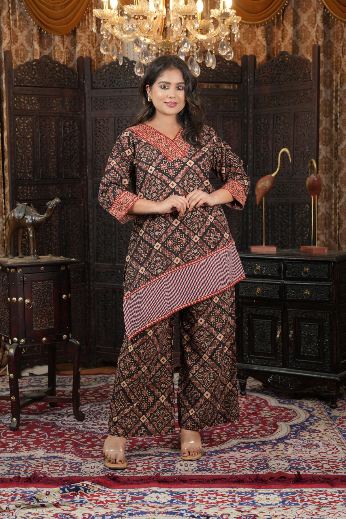 Ajrak Heritage Handblock Kurti & Pant Set