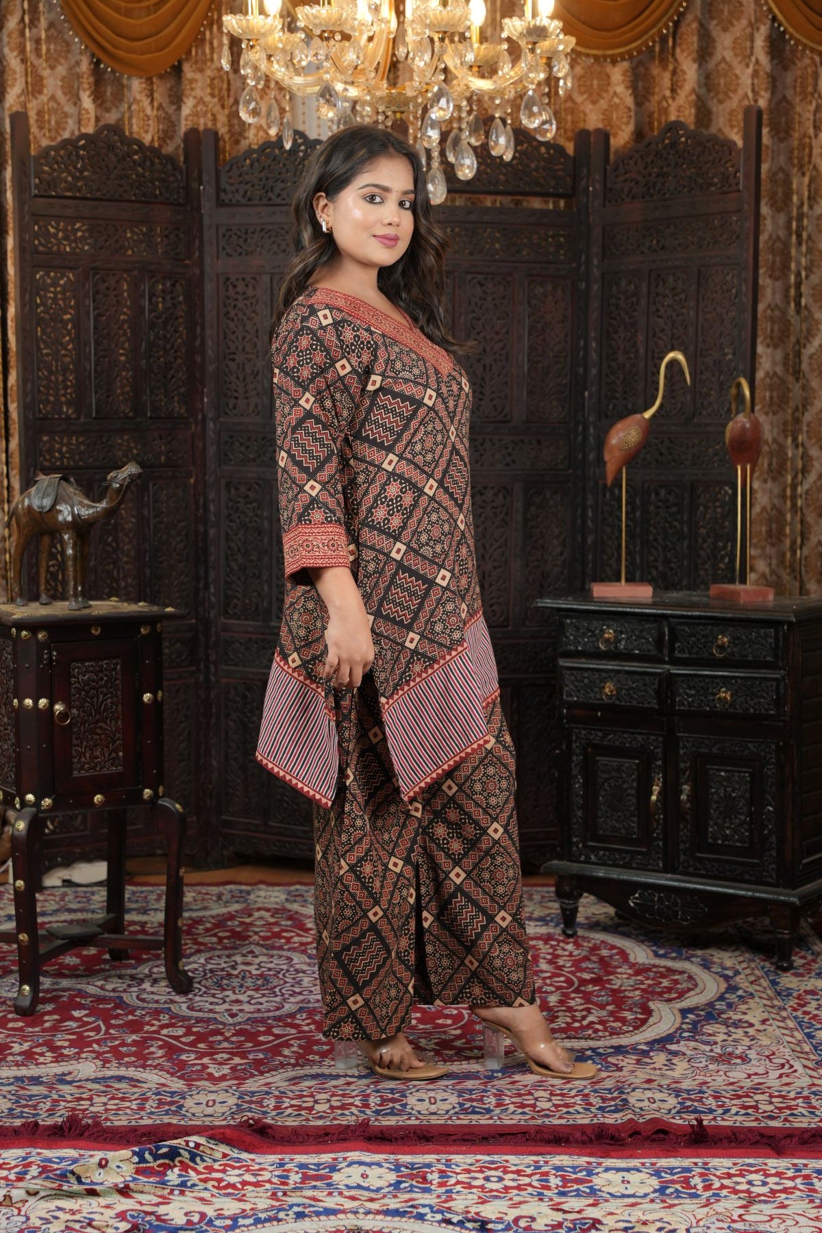 Ajrak Heritage Handblock Kurti & Pant Set