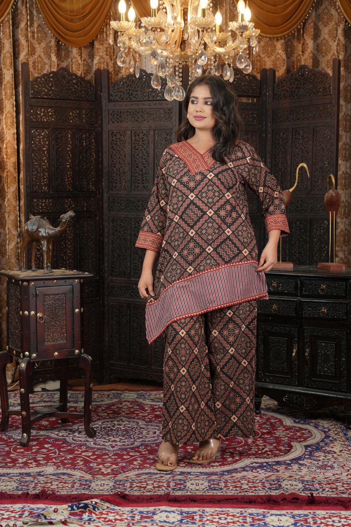 Ajrak Heritage Handblock Kurti & Pant Set