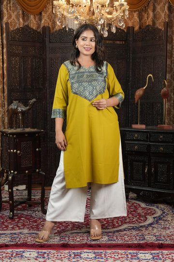 Olive Yellow Ajrak Silk - Pattern
