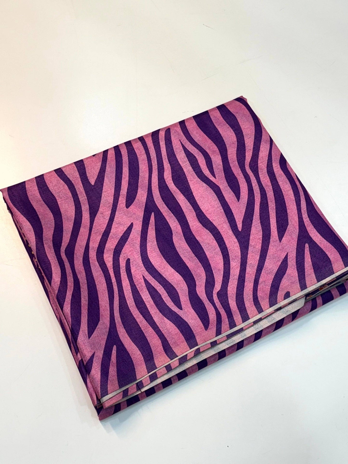 Wine Tussar Zibra Print  Saree