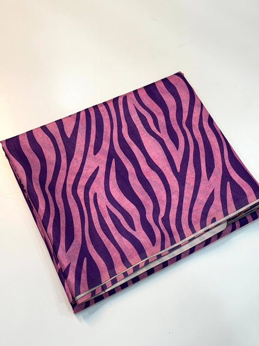 Wine Tussar Zibra Print  Saree