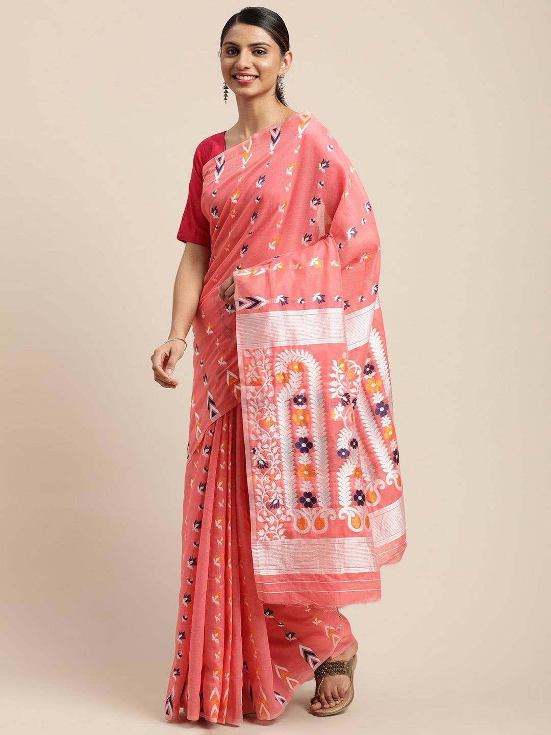 Lovely Dhakai Jamdani Light Weight Cotton Silk Saree