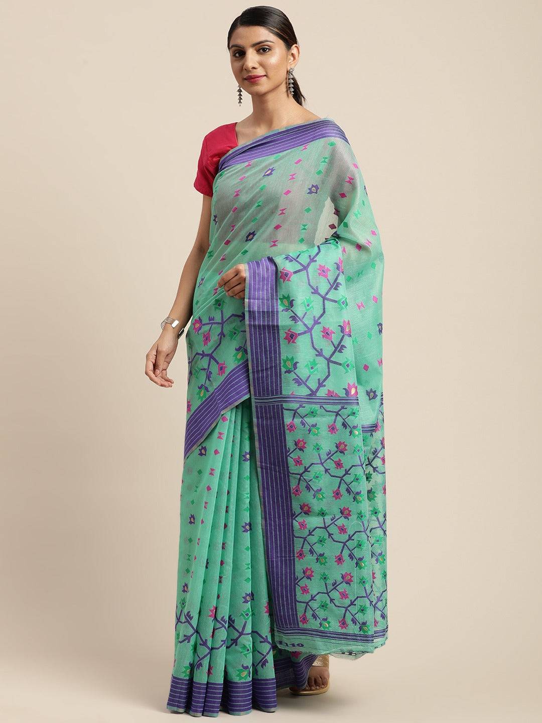 Lovely Dhakai Jamdani Light Weight Cotton Silk Saree
