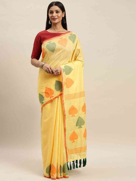 Trending Cotton Silk Resham Minakari Weaving Festive Wear Saree