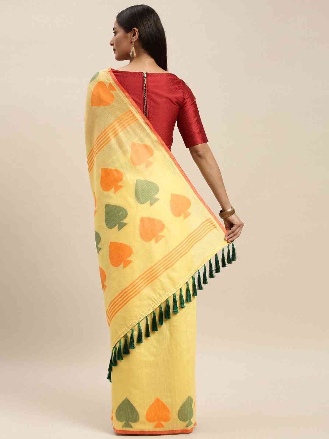 Trending Cotton Silk Resham Minakari Weaving Festive Wear Saree