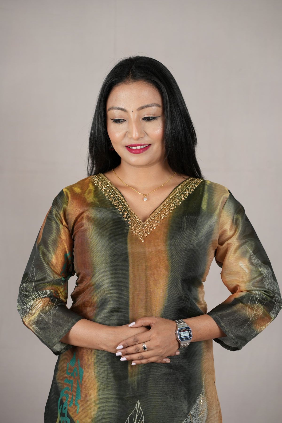 Olive Aura Printed Kurta set