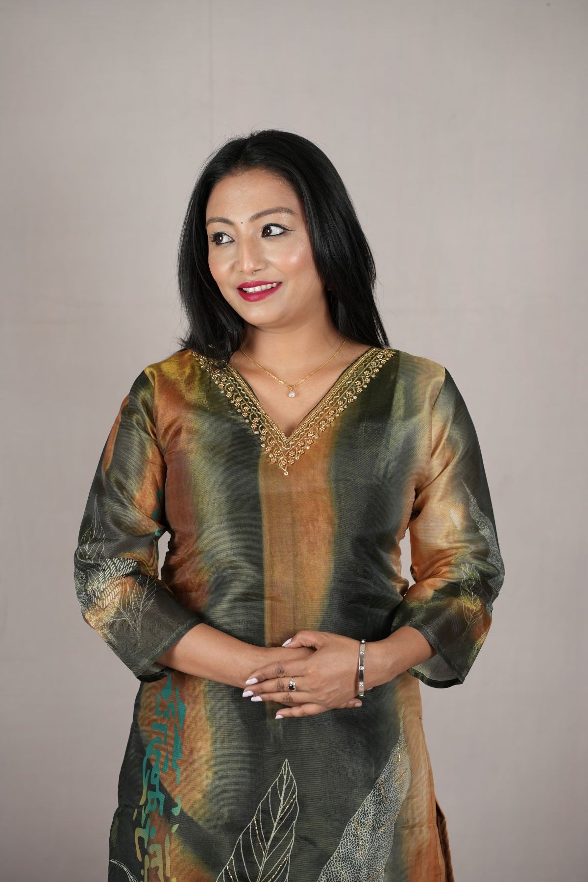 Olive Aura Printed Kurta set