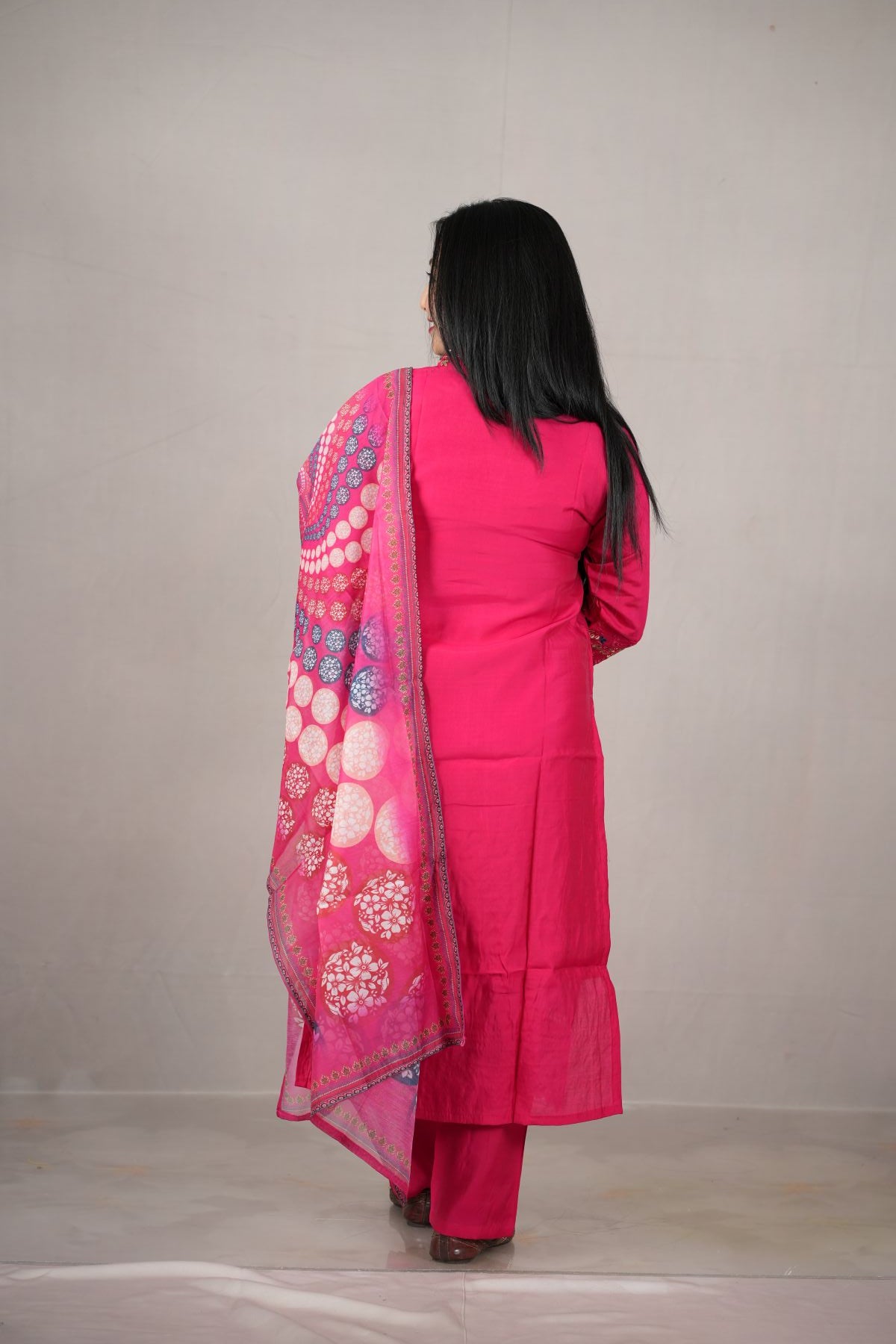 Rani Radiance Roman Silk Kurti Set with Dupatta